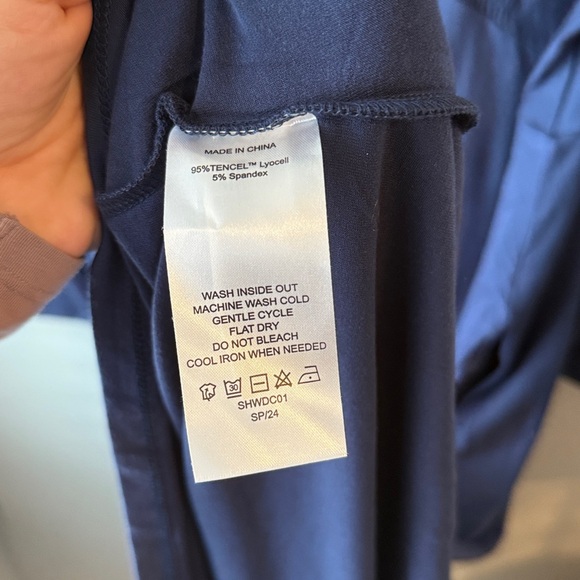 Quince Long Sleeve Dress Tencel Jersey Fit & Flare Navy Blue Dress NWT - Picture 9 of 10